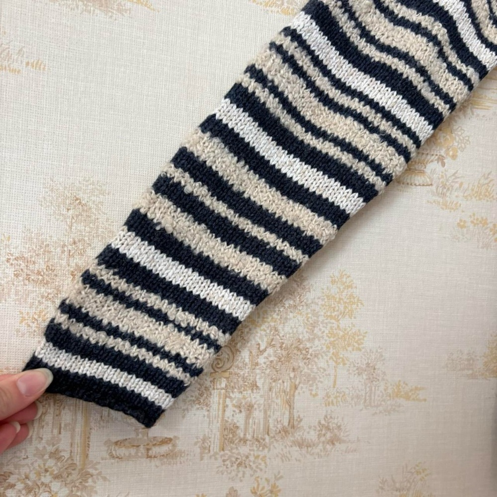 Vintage LRL Lauren Jeans Co. Ralph Lauren wool blue cream stripe sweater L - Picture 4 of 7